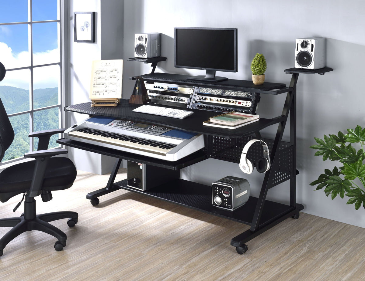 Urban Nest Willow Versatile Music Desk with Wood Construction in Black