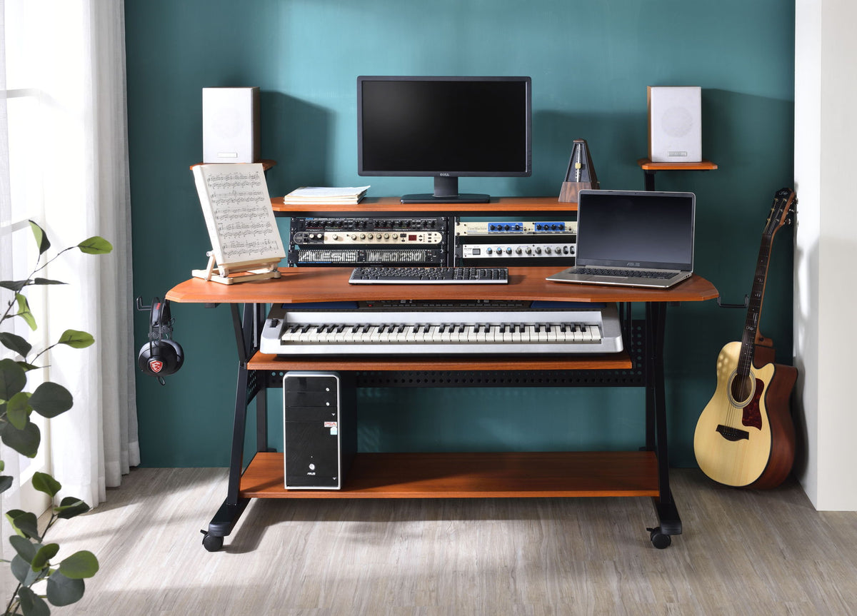 Urban Nest Willow Versatile Music Desk with Wood Construction in Dark Brown