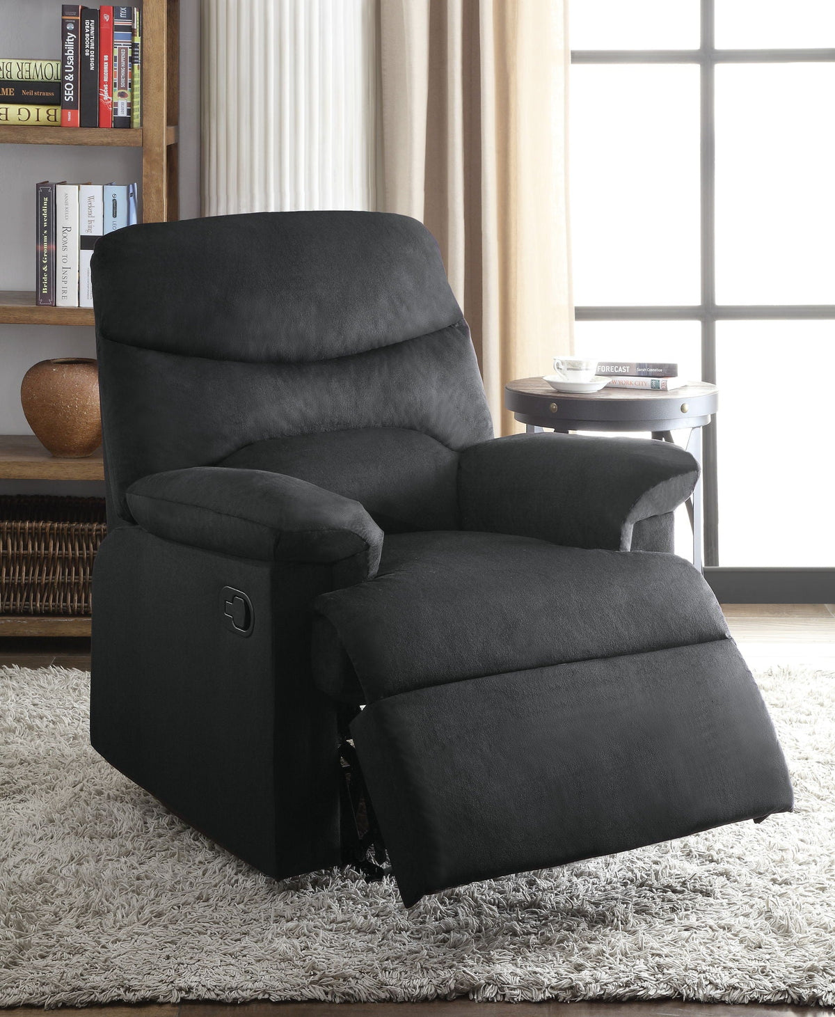 Urban Nest Woven Motion Recliner with Pillow-Top Arms in Black
