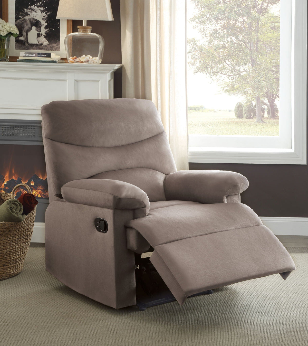 Urban Nest Woven Motion Recliner with Pillow-Top Arms in Dark Brown