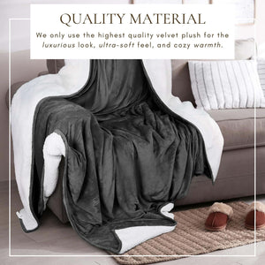 Velvet Plush Sherpa Bed Blanket by Great Bay Home
