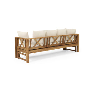 Outdoor Extendable Acacia Wood 3 Seater Sofa