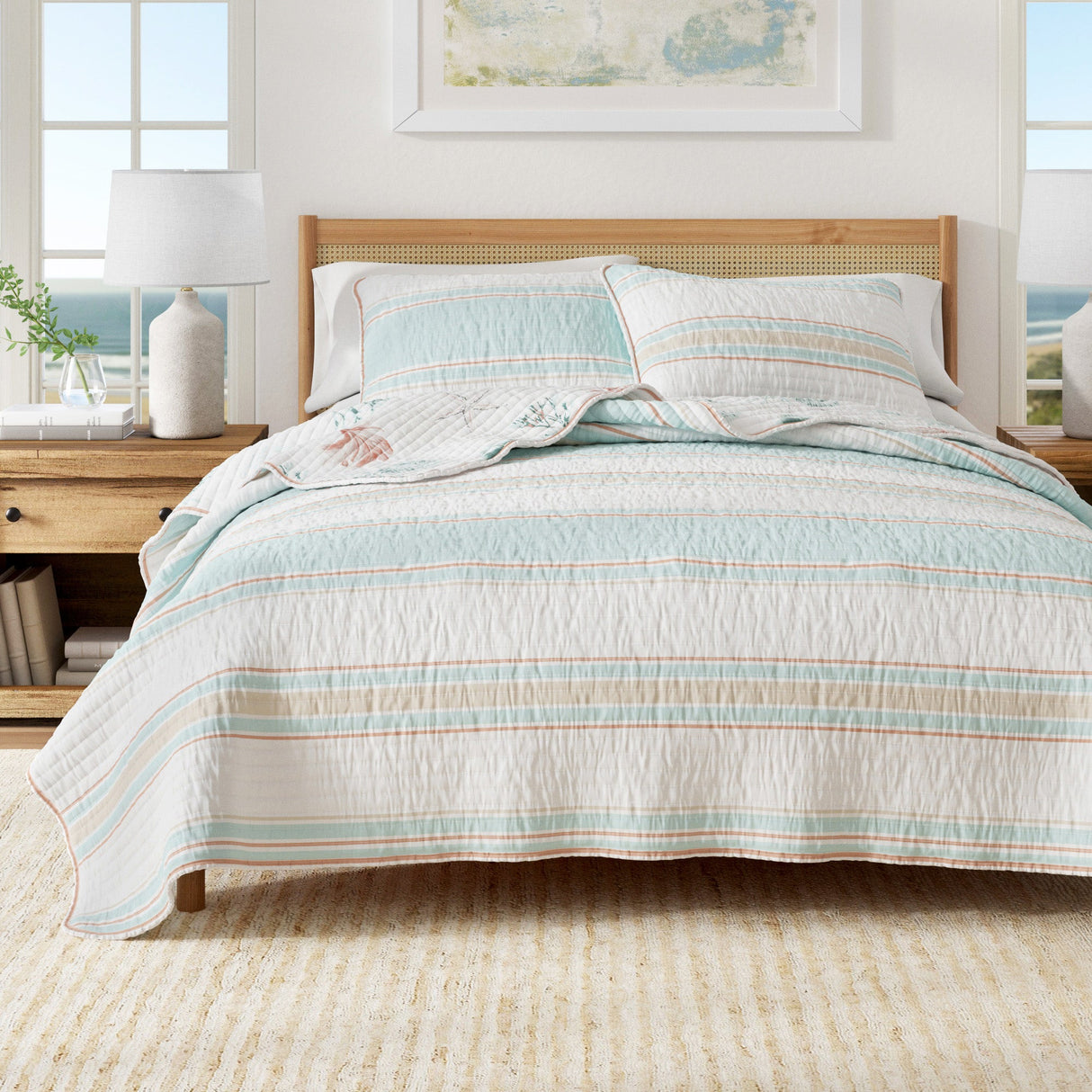 Coastal Printed Cotton Quilt Set - St. Augustine Collection
