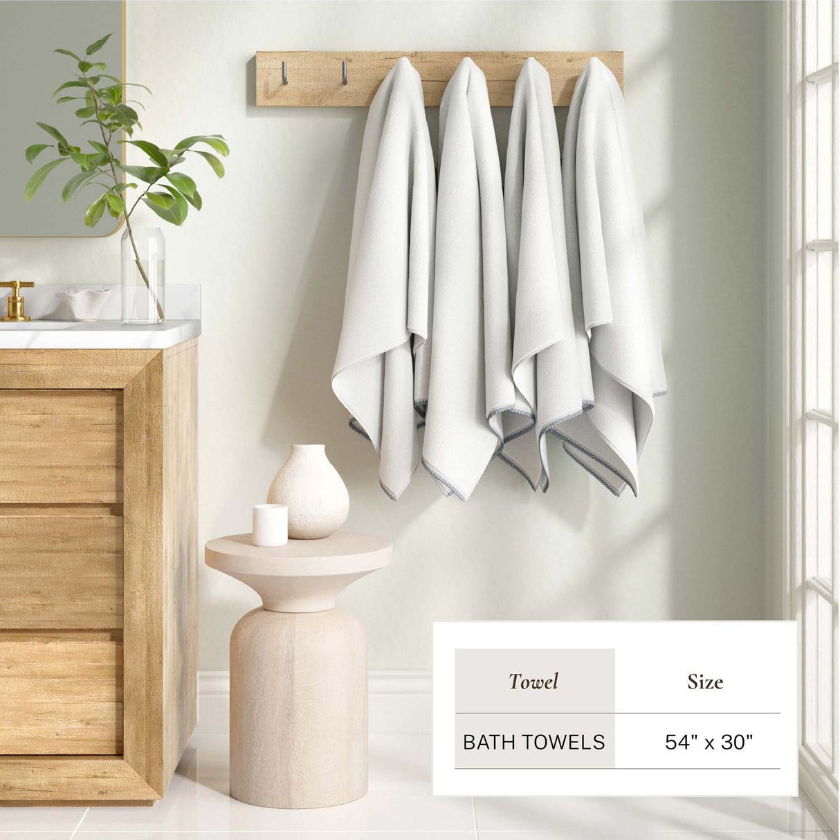 Cotton Border-Stitched 6-Piece Towel Set - Valery Collection