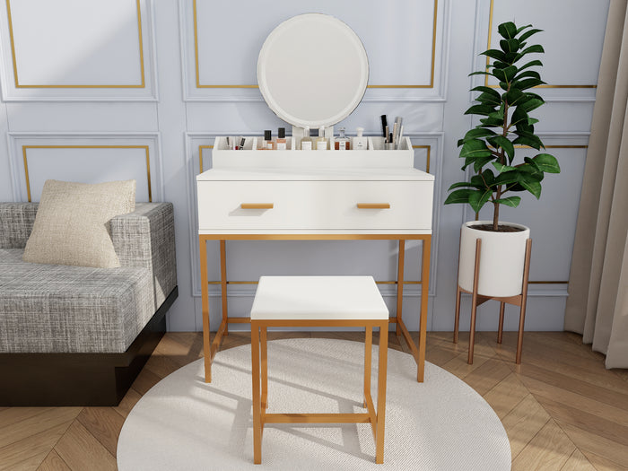Vanity Set with Mirror and Stool