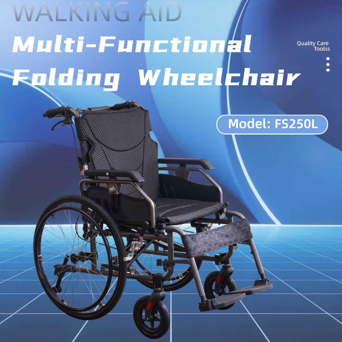 VELUNHOS Foldable Lightweight Wheelchair with Adjustable Armrests
