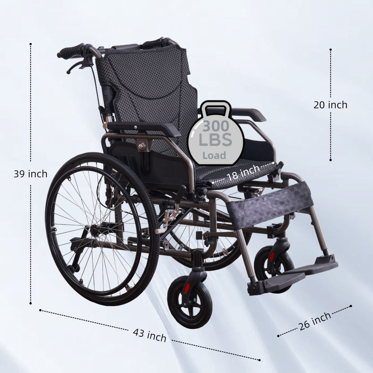 VELUNHOS Foldable Lightweight Wheelchair with Adjustable Armrests - view 2