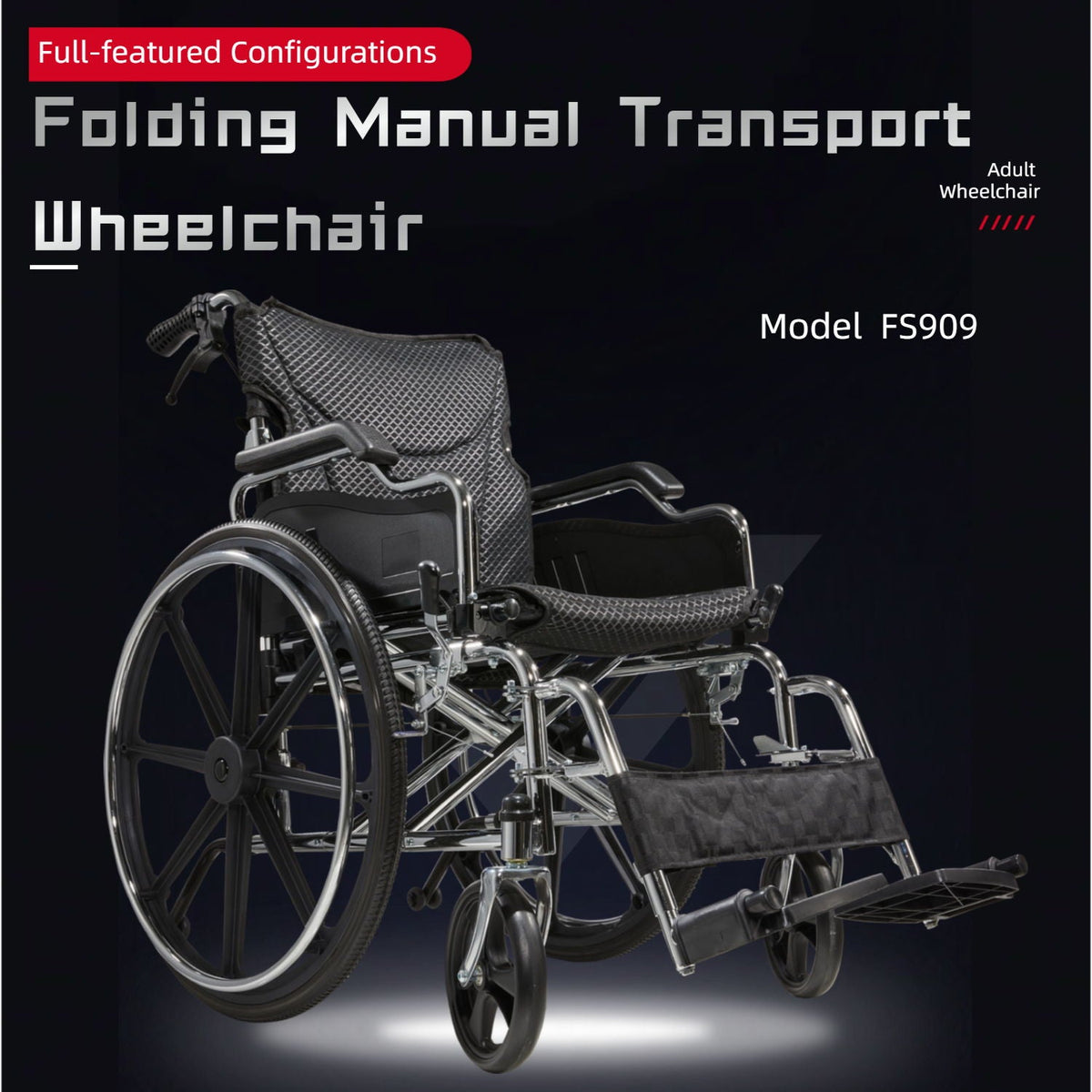 VELUNHOS Heavy-Duty Manual Wheelchair for Adults with Double X Support - view 6