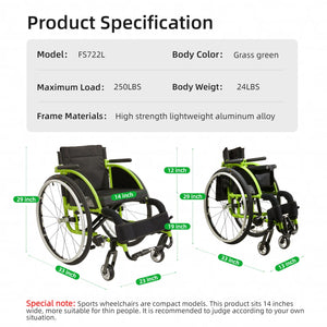 VELUNHOS Lightweight Foldable Sport Wheelchair with 24" Tires - view 4