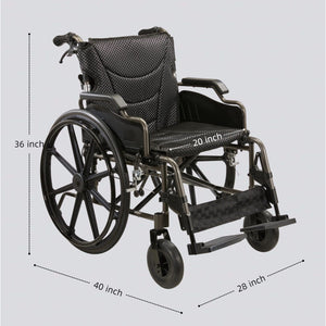 VELUNHOS Lightweight Foldable Transport Wheelchair with Double X Force Support