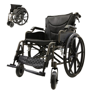 VELUNHOS Lightweight Foldable Transport Wheelchair with Double X Force Support in Gray