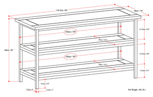 Skyler 60 Inch Wide Solid Mango Wood TV Stand in Dark