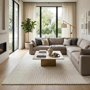 Finial Beige Wool Area Rug