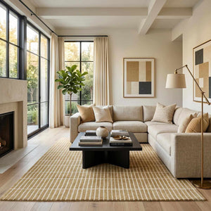 Finial Yellow Wool Area Rug