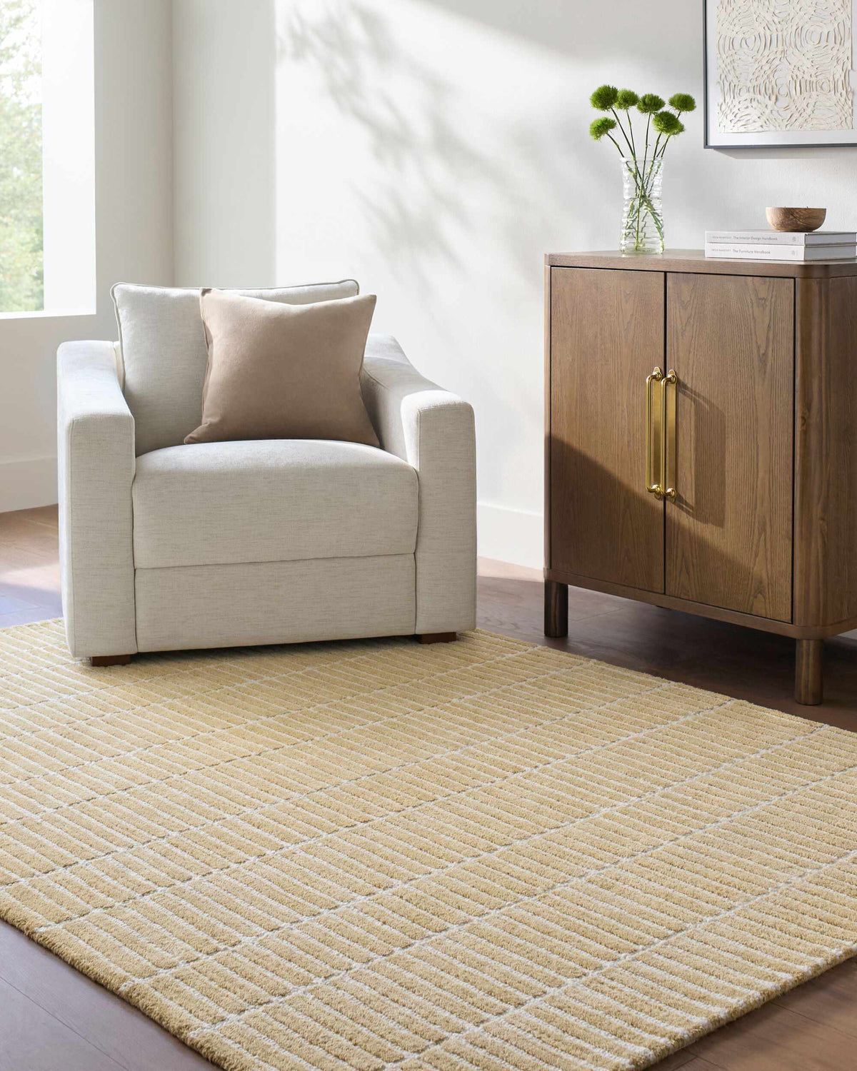 Finial Yellow Wool Area Rug