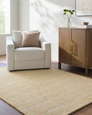 Finial Yellow Wool Area Rug