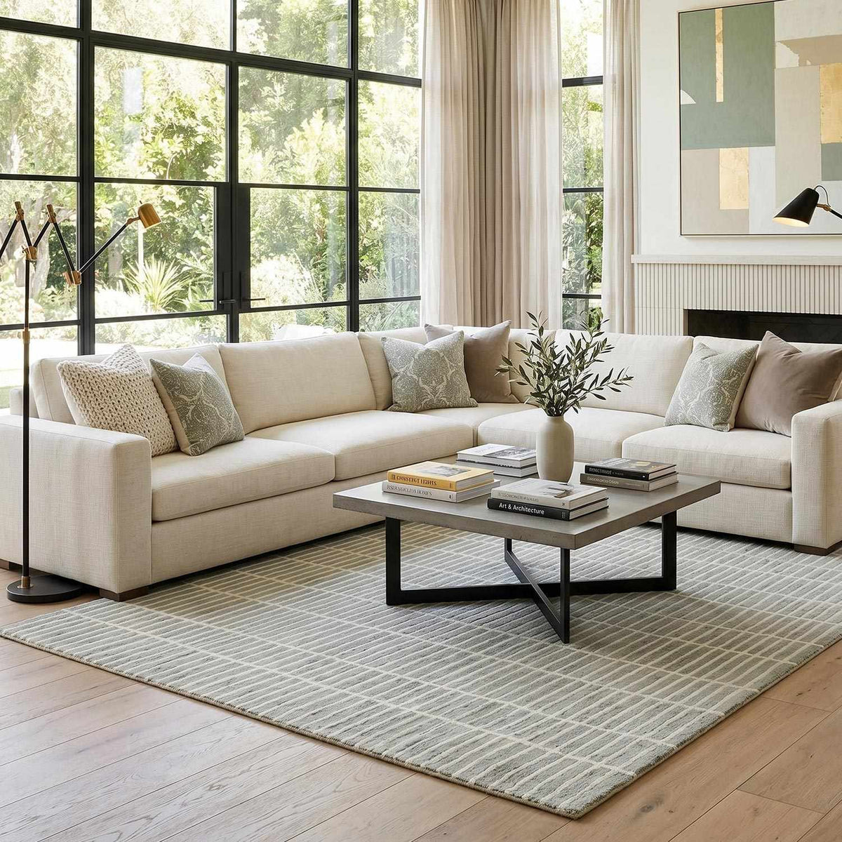 Finial Sage Wool Area Rug