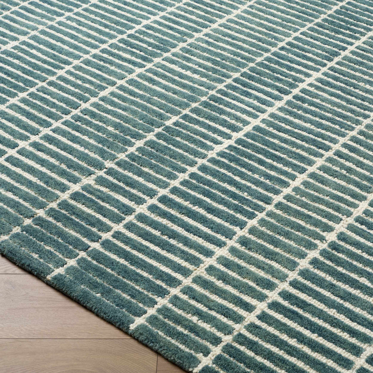 Finial Blue Wool Area Rug