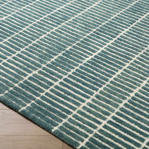 Finial Blue Wool Area Rug
