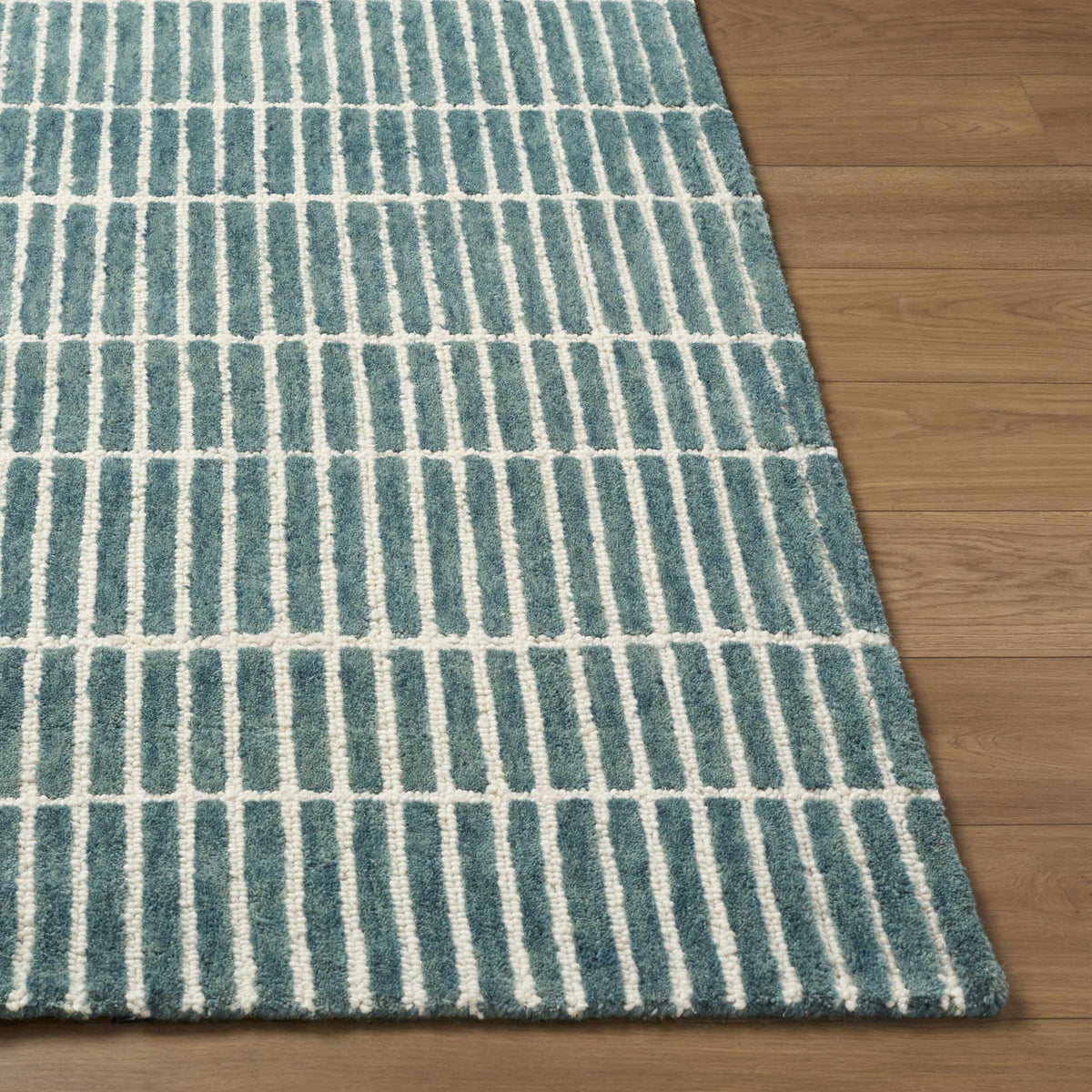 Finial Blue Wool Area Rug