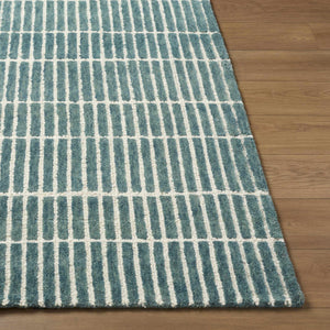 Finial Blue Wool Area Rug