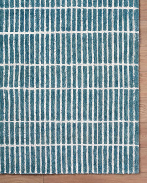 Finial Blue Wool Area Rug