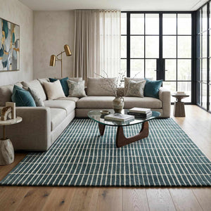 Finial Blue Wool Area Rug