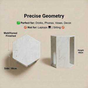 VITRA Modern Minimalist Hexagon Side Table with Honed Marble Finish - view 5