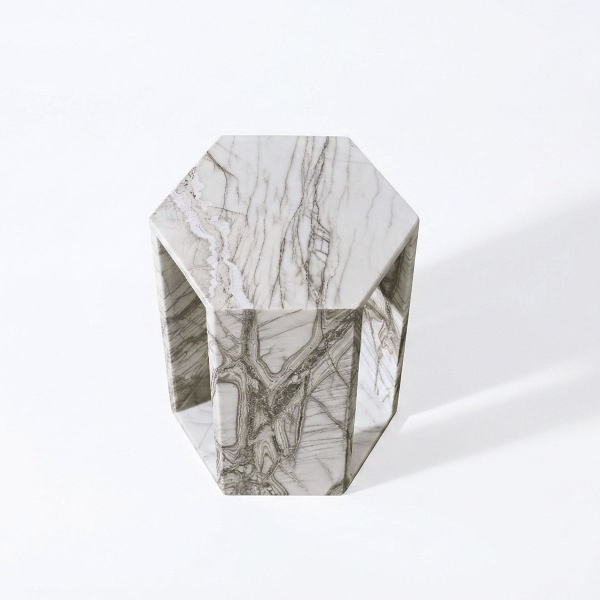 VITRA Modern Minimalist Hexagon Side Table with Honed Marble Finish - view 9