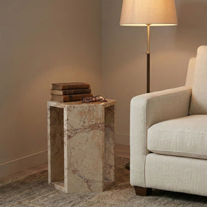 VITRA Modern Minimalist Hexagon Side Table with Honed Marble Finish - view 2
