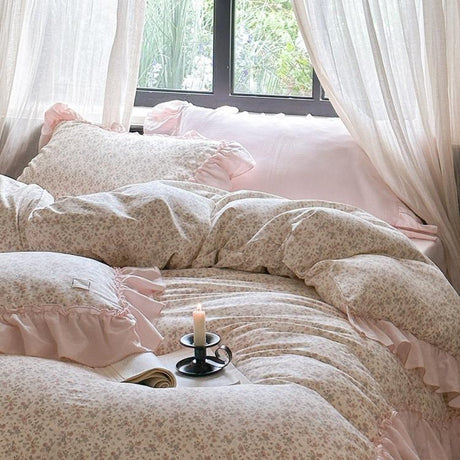 Vivienne Floral Double Gauze Bedding Set / Maroon Red