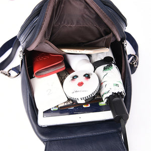 Genuine Leather Backpack for Women Water Resistant Anti Theft Travel Bag