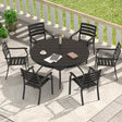 VRSHWO Furniture 7 Pieces Outdoor Patio Dining Set with Stackable Metal Chairs