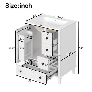 Vstory Bathroom Vanity with Integrated Basin and Soft Close Drawers - view 2
