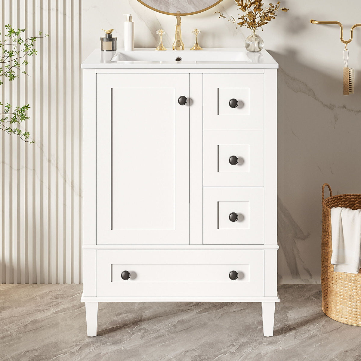 Vstory Bathroom Vanity with Integrated Basin and Soft Close Drawers - view 4
