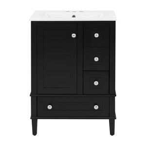 Vstory Bathroom Vanity with Integrated Basin and Soft Close Drawers in Black