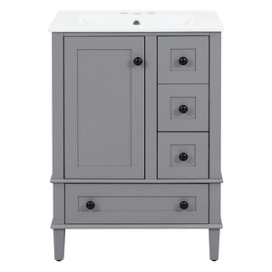 Vstory Bathroom Vanity with Integrated Basin and Soft Close Drawers in Dark Gray