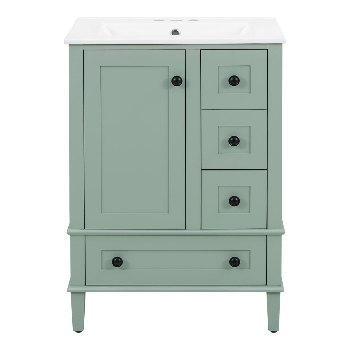 Vstory Bathroom Vanity with Integrated Basin and Soft Close Drawers in Green
