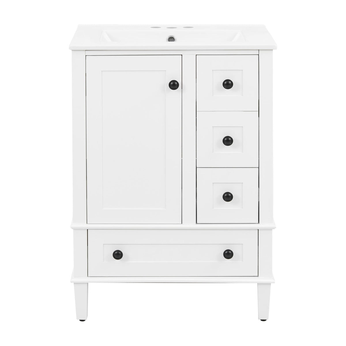 Vstory Bathroom Vanity with Integrated Basin and Soft Close Drawers in White