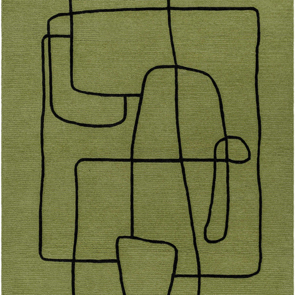 Vatsa Green Abstract Area Rug