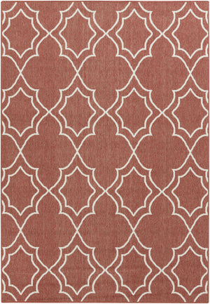 Unique Rust Red Lattice Trellis Outdoor Rug - Clearance