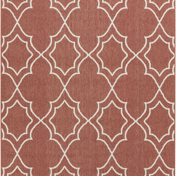 Unique Rust Red Lattice Trellis Outdoor Rug - Clearance