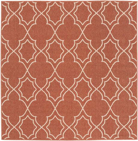Unique Rust Red Lattice Trellis Outdoor Rug - Clearance