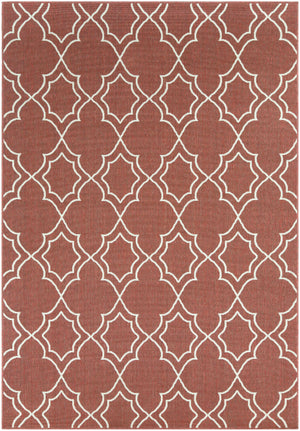 Unique Rust Red Lattice Trellis Outdoor Rug - Clearance