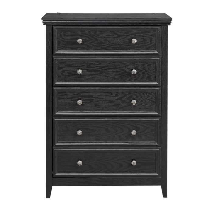 Wande Furniture Modern 5-Drawer Black Dresser with Metal Handles