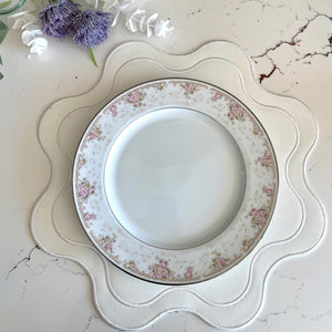 Haven White Wavy Edge Faux Leather Placemats