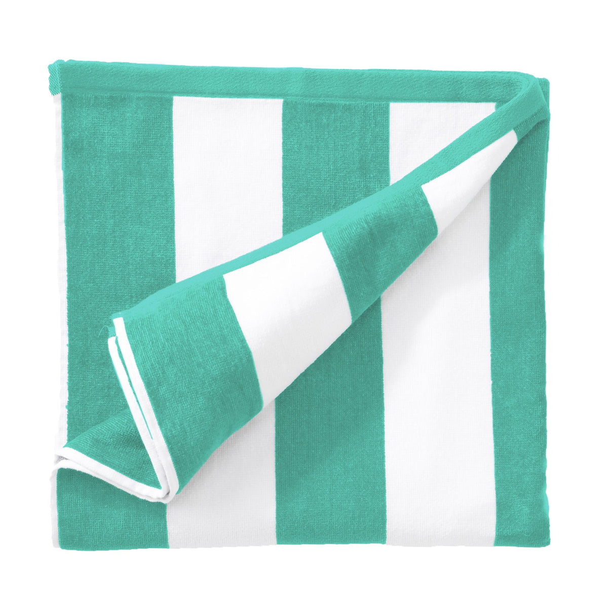 Great Bay Home Cotton Velour Cabana Stripe Beach Towel in Teal - view 3