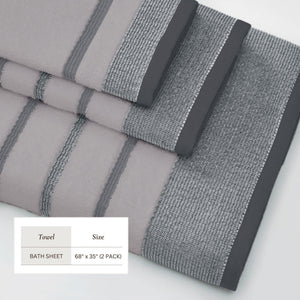 Decorative Cotton Stripe Bath Towel Set - Noelle Collection