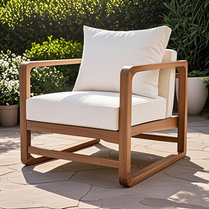 White Outdoor Lounge Chair with Oversized Cushion
