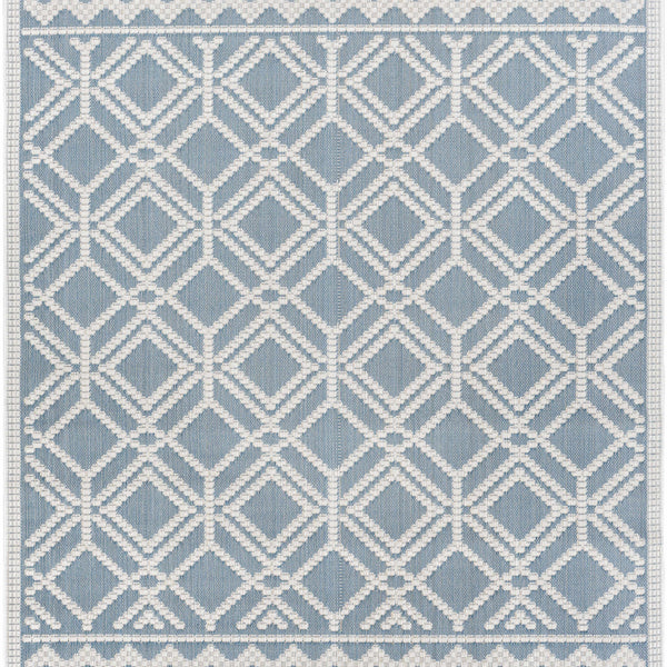 Wingina 8x10 Ice Blue Trellis Rug - Clearance